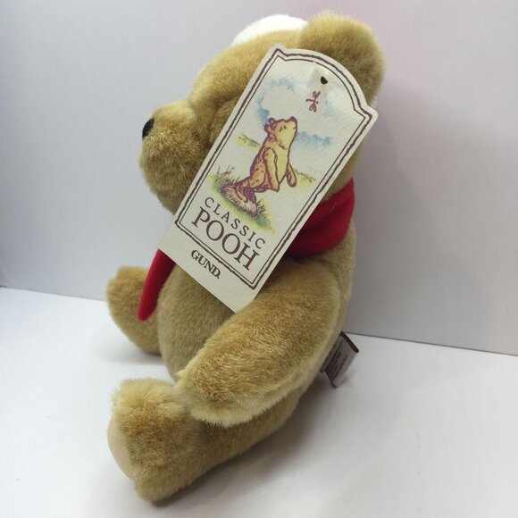 Disney Classic Pooh Gund Plush Christmas Bear Santa Hat Scarf 10" Stuffed Animal - Picture 2 of 12